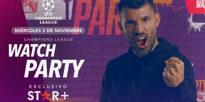 Watch Party del Kun Agüero, en miércoles de UEFA Champions League por STAR+